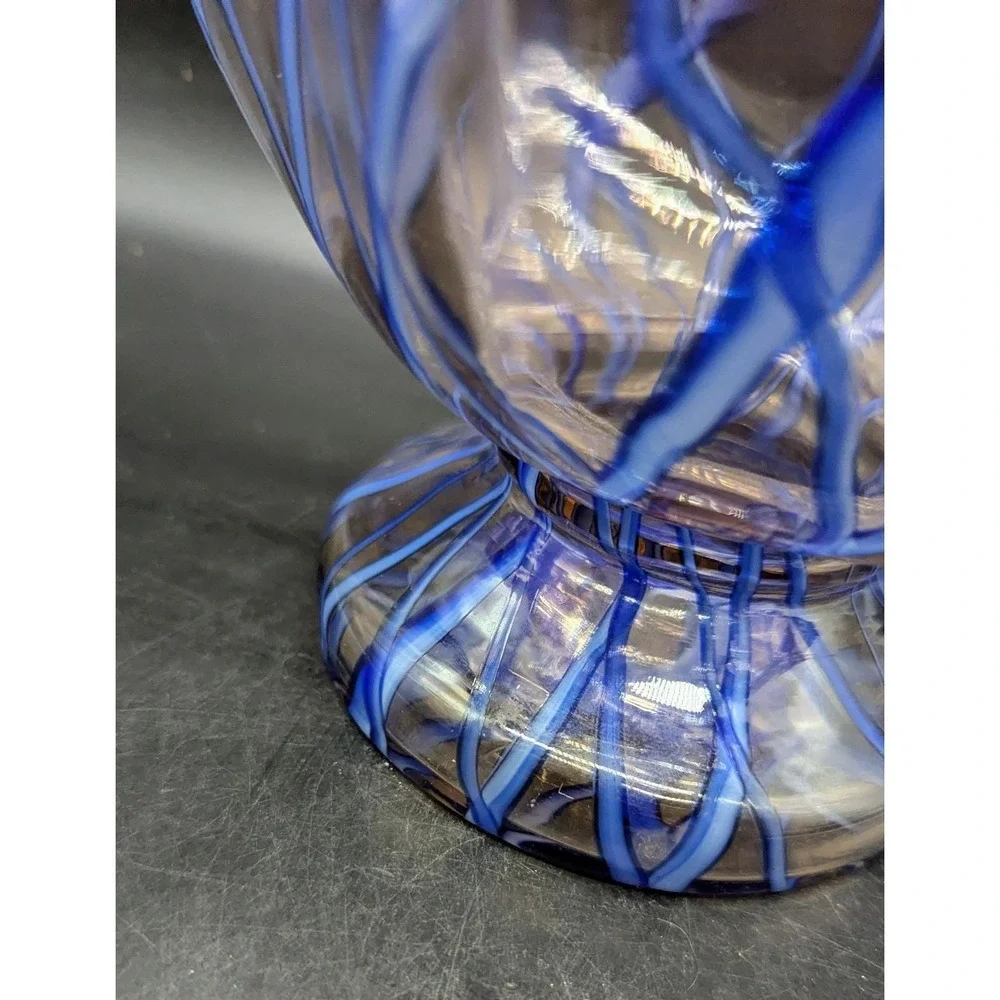 Vintage 1930's Ernst Steinwald & Co.  Czech Bohemian Glass Blue Splatter Bowl 6